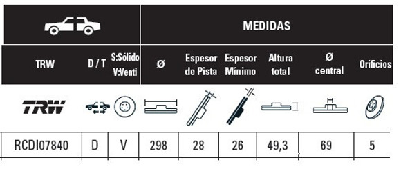 Imagen de DISCO DE FRENO VENT. HYUNDAI SANTA FE 2.7 2005 EN ADELANTE